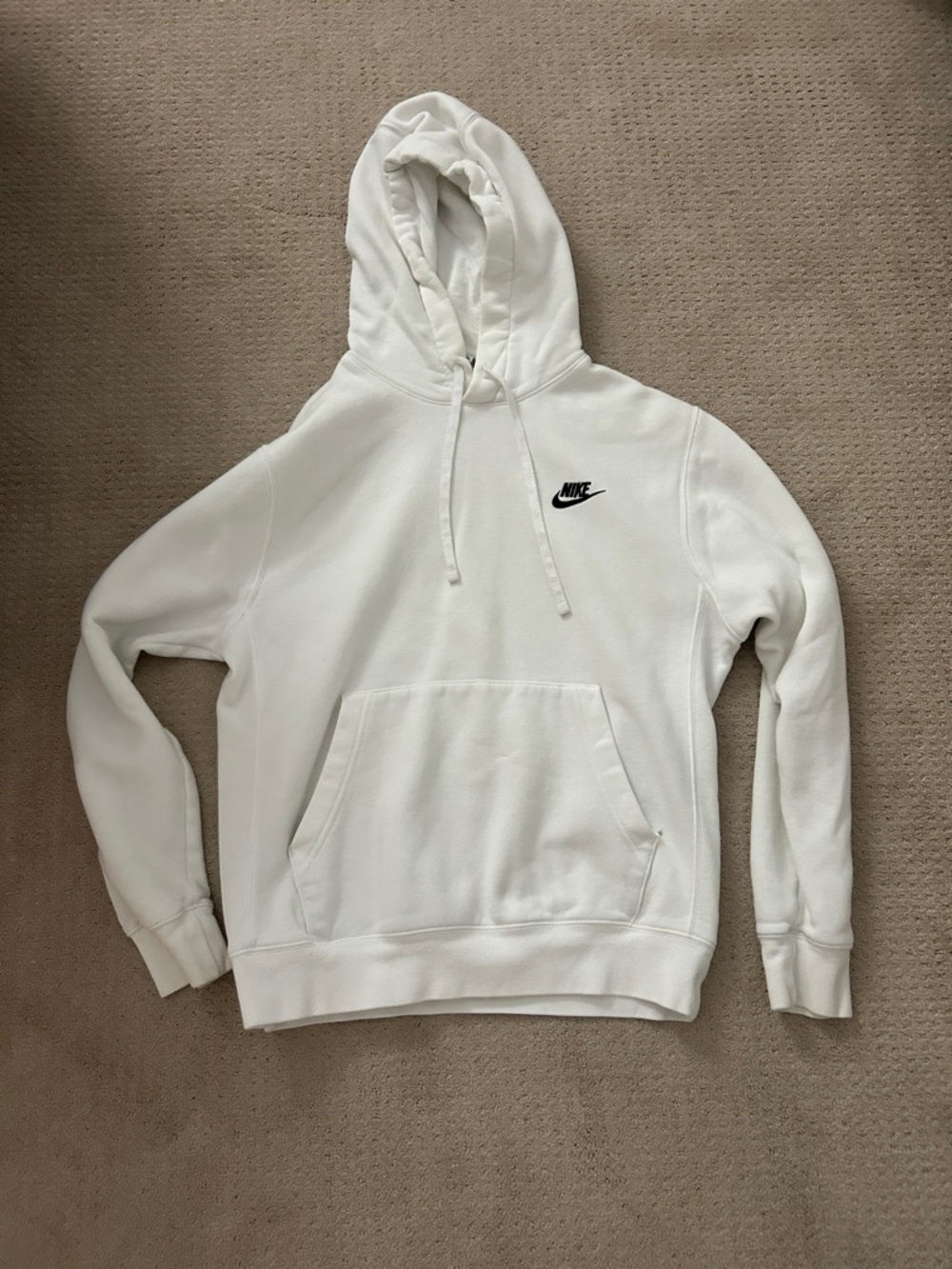 Nike Men’s White Hoodie with Black Swoosh